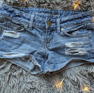 Ripped jean shorts